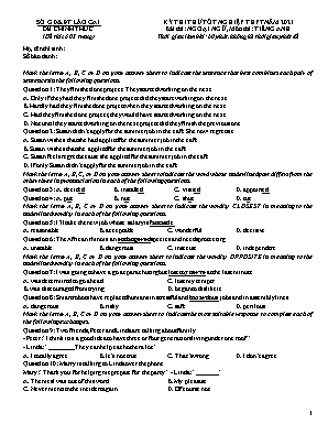 Đề thi thử tốt nghiệp THPT môn Tiếng Anh năm 2021 - Sở GD-ĐT Lào Cai (Có đáp án)